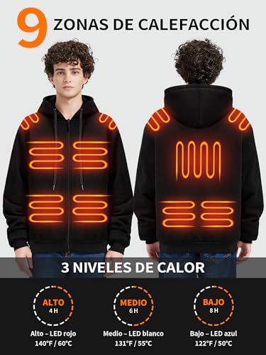 Sudadera con capucha calefactable de 9 zonas con batería para invierno 2