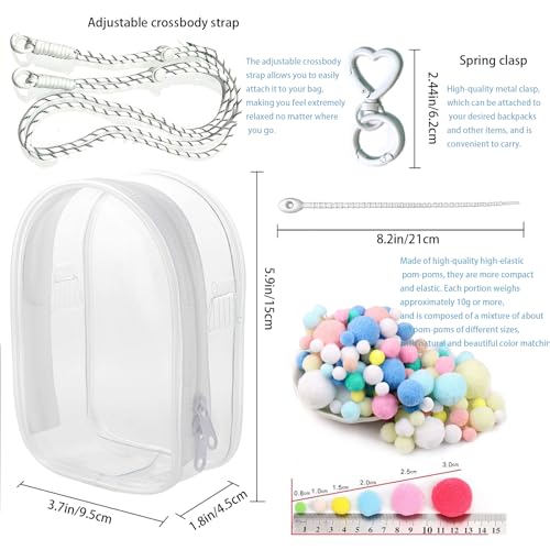 Image of Clear Doll Case with Keychain and Adjustable Strap, Waterproof Crossbody Bag for Blind Box Collectibles - Dustproof PVC Display Cover (Transparent, 6.9inch /17.5cm)