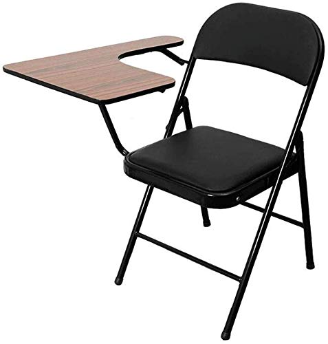 Folding Chairs Writing Board, Office Training Chair Meeting Student Chair Iron Frame Backrest Table Chair (Color : Black) #TOP5