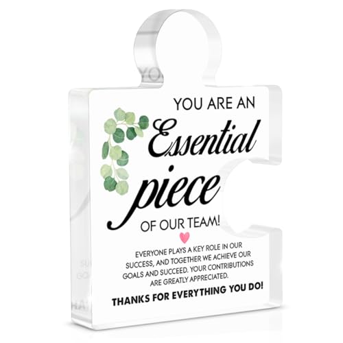 Team Appreciation Gifts for Employees Coworkers, Thank You Gifts for Teammate Leader Mentor Manager, You Are an Essential Piece of Our Team, Acrylic Puzzle Plaque Office Decor