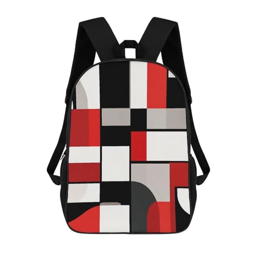 17 Inch Carry On Bookbag with Adjustable Shoulder Straps Red Black Grey White Art (3) Outdoor Travel Gym Backpack Unisex-Adult Sport Bag