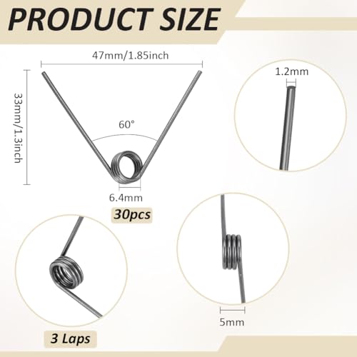 BENECREAT 30 Stück Torsionsfedern Aus Edelstahl 1.2mm Innendurchmesser 6.4mm Außendurchmesser 3 Runden Mechanische Torsionsfedern Mit 60 Grad Auslenkung Für Heimwerkerprojekte In Der Holzbearbeitung