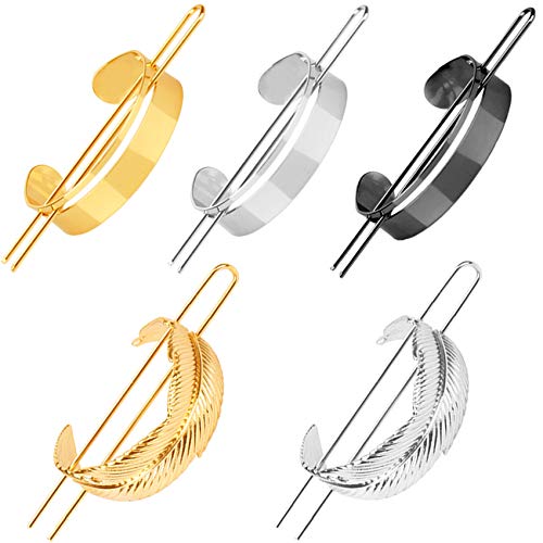 image for Messen 5 Pieces Round Top Hair Pin Hair Cuff Clips High Polished Metal