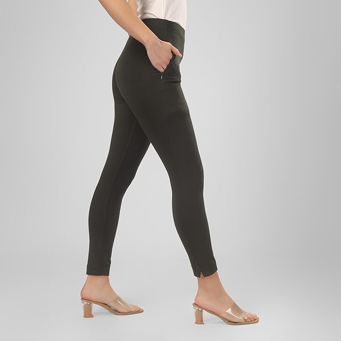 Image of ON&ON Women's Cotton Stretchable Slim Fit Straight Pants Trouser for Casual Wear and Office Wear