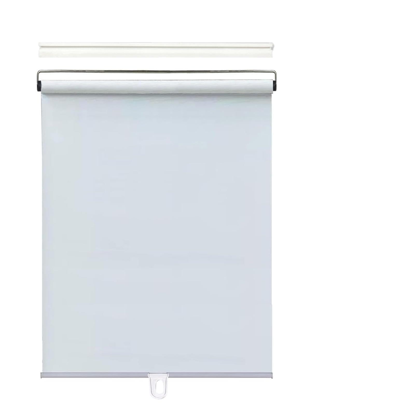 YHBZ Automatic Retractable Roller Shades,No Drilling Blackout Curtain,Spring Type Roll Up Blinds,for Bathroom Office Sun Room,Opaque Privacy Blinds,White-W100xH150cm(39x59in)