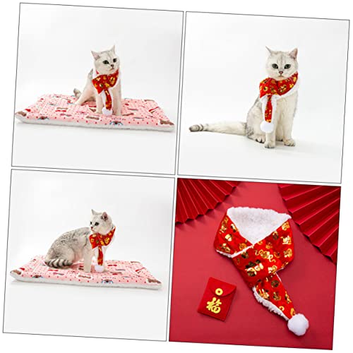 Bufanda triángulo para perro POPETPOP rojo dorado 45X7X3CM miniatura 4