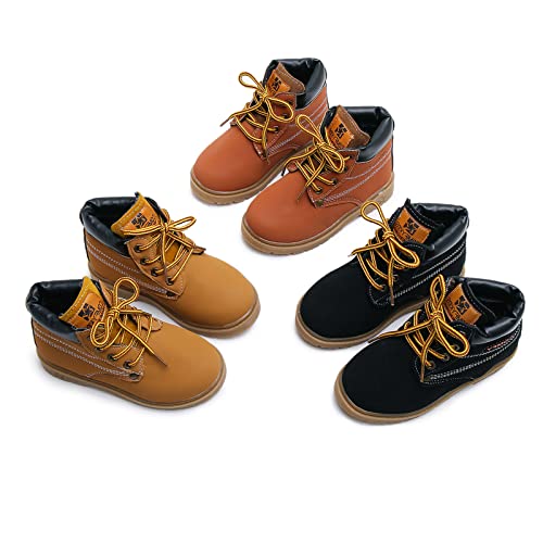 SOFMUO Baby Kids Boots - Boys Girls Rubber Sole PU Leather Warm Winter Shoes Hiking Snow Ankle Boots Toddler/Little Kid2