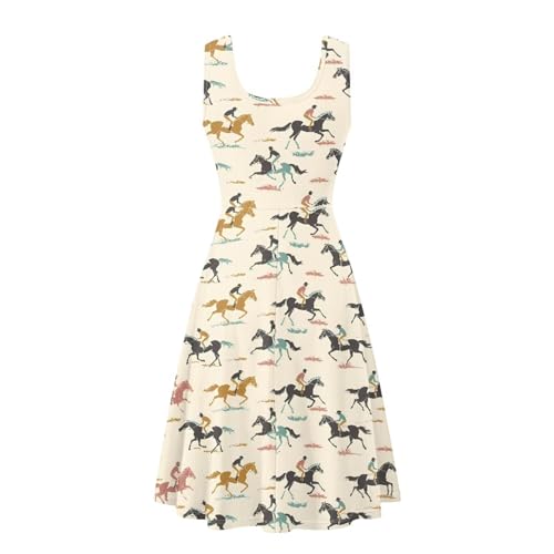 Image of Women Stylish Tank Dresses Sleeveless Round Neck Midi Casual Dress with Pocket for Summer