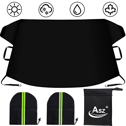 ASZ Car Windshield Cover for Ice and Snow, Car Windshield Snow Cover with Side Mirror Covers & Magnet Embedded, Thickened Car Snow Cover - Fits Most Cars Trucks Vans SUVs (78.7â€ x 47.2â€, 2lb)
