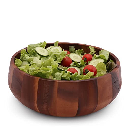 Arthur Court Acacia Wood Serving Bowl For Fruits Or Salads Modern Round Shape Style 4.5 Inch Tall X 11 Inch Diameter Wooden Single Bowl #TOP2