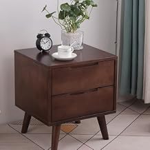 Mid Century Modern Nightstand Dresser,Solid Wood Nightstand with Drawers,Bedside Table Wooden Nightstands for Bedroom Dorm Living Room,2walnut