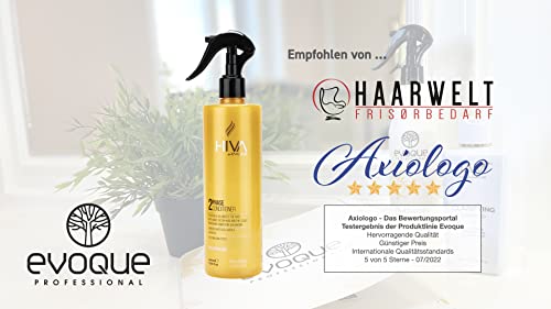 Foto von Hiva by Evoque Leave In Conditioner 400ml Sprühkur 2 Phasen Feuchtigkeitsspray ohne ausspülen ideal für gefärbte und blondierte Haare Anti Frizz (Argan Collagen)