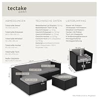 tectake® Poly Rattan Lounge, Outdoor Gartenmöbel Set mit Sofa, Sessel, Hocker und Tisch, variabel kombinierbar, Möbel wetterfest für 4-5 Personen, Balkonmöbel, Gartenlounge, Terrassenmöbel - schwarz – Ansicht 6