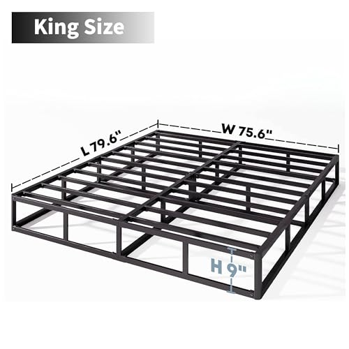King Box Spring 9 Inch High Profile Strong Metal Frame Mattress Foundation, Quiet Noise-Free,Easy Assembly, 3000lbs Max Weight Capacity