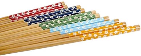 EXZACT Chopsticks Gift Set 10 Pairs of Reusable Natural Bamboo Chopsticks in a Beautiful Black Handmade Box  Decorated Japanese Style