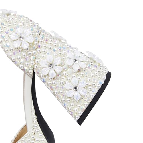 Image of Goolita Womens Open Toe Pearl Platform Heels For Women Chunky Buckle Ankle Strap Wedding Heeled Sandals Dress Evening Bride Bridal Shoes