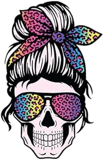 5.5 inch Cute Skull Cheetah Leopard Decal Sticker Boho Sticker Rainbow HIPPIE CAR ACCESSORIES laptop sticker water bottle sticker Cute Skull Sticker Rainbow themed color animal print pride month accessories cheetah print car accessories stickers cool gal mom boho décor. Halloween stickers favors accessories Halloween