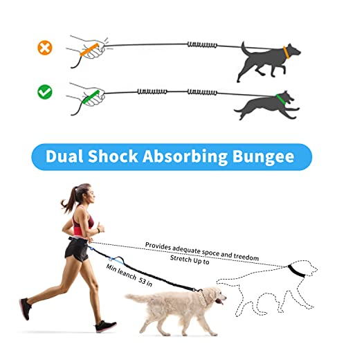 Nobleza Joggingleine für Hunde, freihändige Leine mit Gürteltasche, Handfreie Hundeleine für Laufen mit verstellbarem Hüftgurt Bungee Leine zum handfreien Joggen