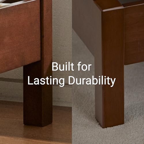 Image of LIFEMENT Queen Bed Frame Signature Wood Platform, Noise Free, Under Bed Storage, No Box Spring Needed, Easy Assembly, Cherry