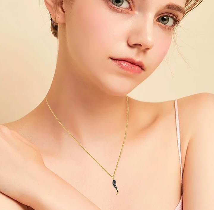 925 Sterling Silver Italian Horn Necklace Men, Cornicello Charm Pendants, Protection Amulet Necklace for Women Black Gold - Image 5