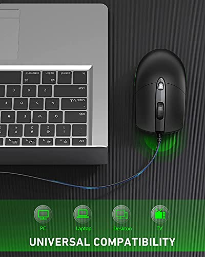 Kkuod Wired Mouse With Ergonomic Design Reduces Hand Fatigue Muscle Strain, Silent Usb Computer Mouse, 1600 Dpi Office And Home Mice (Black, Wired) #TOP6