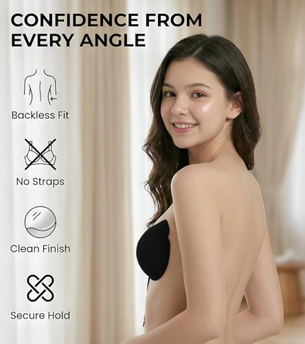 Image of DClub Strapless Sticky Bra Invisible Backless Stick on Bra Push up Lift Bras for Women Dress Reusable Silicone Nipple Covers