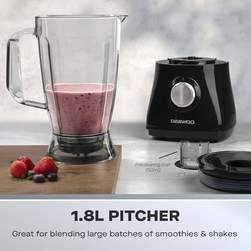 Daewoo SDA2100 750W Plastic Compact Food Processor with 2L Bowl and 1.8L Blender Jug, Stainless Steel Chopping Blades for Slicing and Grating, UK Type G Pulg 220-240v 50hz, Black - Image 5