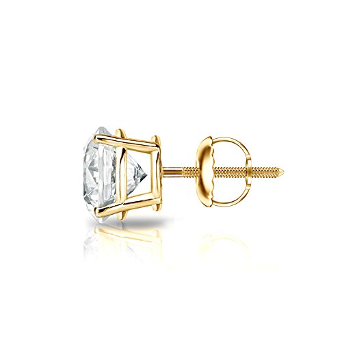 1/8 to 1 Carat Diamond Round Single Stud Earring in 14k White or Yellow Gold (H-I, I1-I2, cttw) 4-Prong Basket with Screw Back by Diamond Wish2