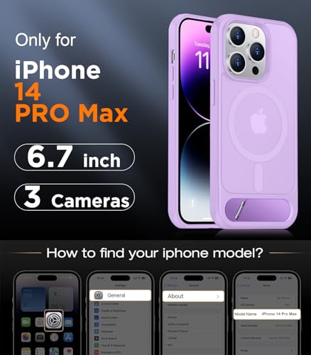 Image of Magnetic Compatible with iPhone 14 Pro Max Case, [Built-in Invisible Kickstand][Compatible with MagSafe] [Military Grade Shockproof] Slim Translucent Matte Phone Case for iPhone 14 Pro Max 6.7 inch