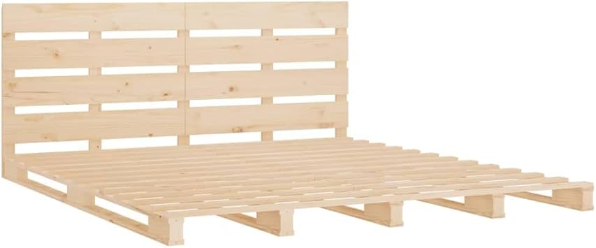King Size Bed Frame 200x200 cm Solid Pine Wood, Modern Robust Daybed Style, Strong Slats Base for 200x200 cm Mattress, Easy Assembly for Bedroom Guest Room in Brown