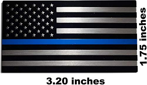 Aluminum Thin Blue Line Decal Blue Lives Matter Sticker Emblem | In Support Of Police Officers And Law Enforcement 3.20" X 1.75" #TOP1
