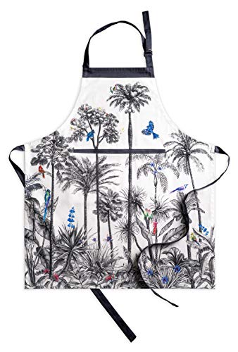 Maison d' Hermine Delantal de cocina 100 % algodón de 1 pieza con cuello ajustable y bolsillo central oculto, corbatas largas para mujeres/hombres, chef, cocineros (70 cm x 85 cm), Amazonia, Día Madre