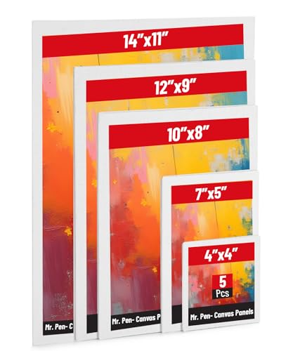 Mr. Pen- Canvas Panels, 5 Pack, 4x4, 5x7, 8x10, 9x12, 11x14 Inches