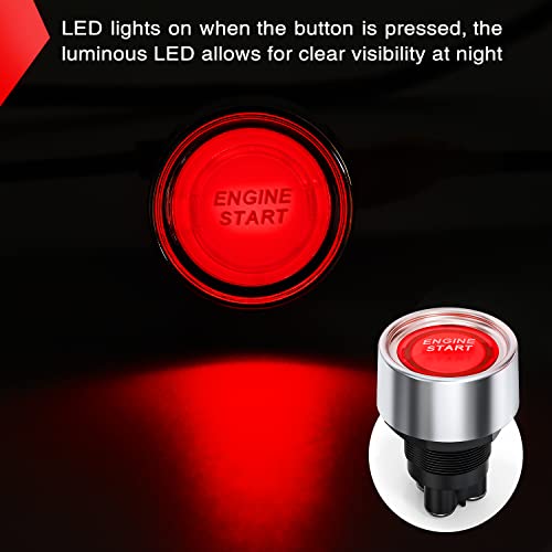 Image of Nilight Start Engine Button 12V DC 50A Red | SPST On Off Momentary Switch Stater Push Ignition for Racing Sport Cars Trucks
