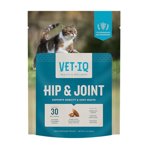VetIQ Cat Hip & Joint Supplement, Chicken Flavored Cat Supplement with Glucosamine and Green Lipped Mussel for Mobility and Arthritis Support, 3.7oz