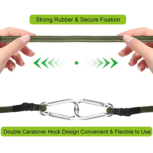 Dirbuy 6 Pack Bungee Cords Heavy Duty Outdoor - 4 Foot Heavy Duty Bungee Cords With Hooks Carabiner - Rubber Bungee Straps With Hooks - Green #TOP2