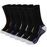WEVIAS Kids Merino Wool Hiking Socks Boys Thermal Winter Cozy Boot Warm Cushion Socks 6 Pairs (6 Pairs Black#A, 8-12 Years)