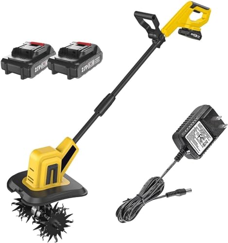 IINCOOY Cortacésped Eléctrico De 20V, Deshierbe De Jardín Portátil, Mini Cultivador Rotativo, Cultivador, Excavadora, Cultivador De Tractor Inalámbrico