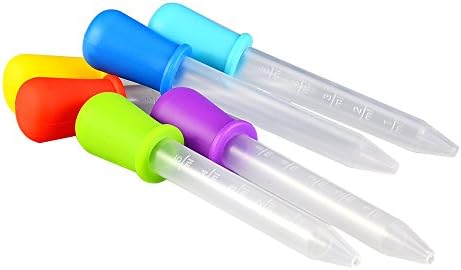 6 Pieces Silicone and Plastic Droppers Pipettes for Candy Molds, Gummy Mold and Crafts, 5 ML