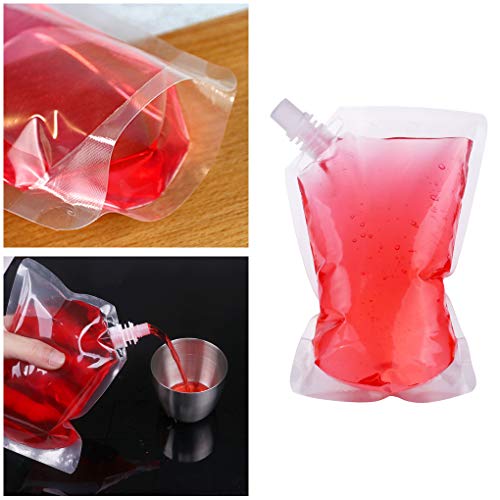 20 Pieces Plastic Flasks Reusable Liquor Drink Juice Pouches With Spout Concealable Drinking Flasks Bags Adults Sneak Alcohol Water Bottle 250Ml & 350Ml With Funnel #TOP3