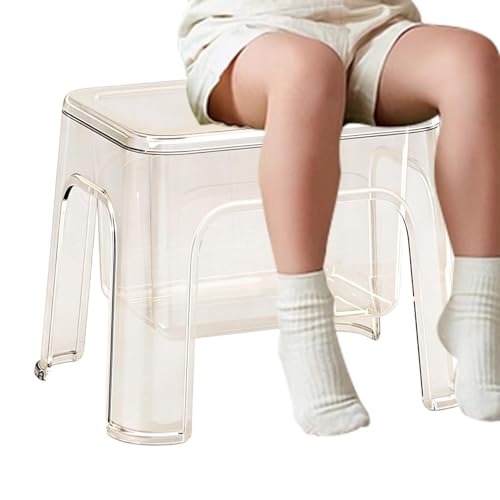 Generisch Taburete de baño | Banco de baño transparente con espacio de almacenamiento, pequeño banco de ducha – para cocina, mesita de noche, tocador, almacenamiento de esquina, hogar, baño