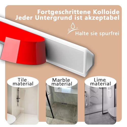WQSIRYSTP Pack of 2X100cm Flexibler Silikon Schwallschutzleiste Dusche-Splash Guard Strip Selbstklebend-Rollstuhlgerecht Weich, Schneidbar FüR Nass-Trennwand Badezimmer & KüChe (Weiß)