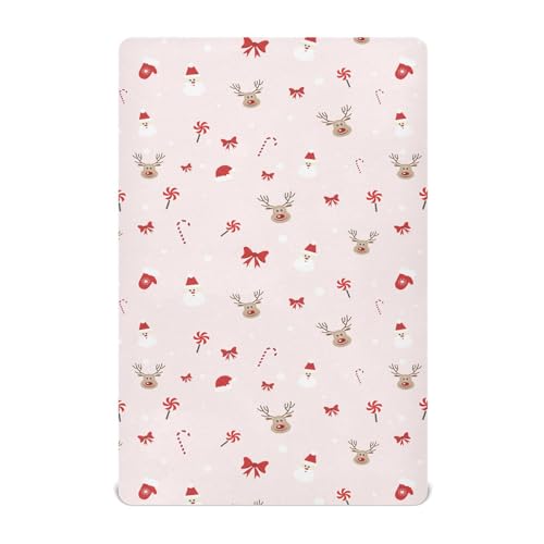 SDMKA Christmas Pattern Crib Sheets for Boys Girls - Portable Microfiber Fitted Crib Sheet for Standard Crib and Toddler Mattress, Soft & Breathable, 28x52 Inch