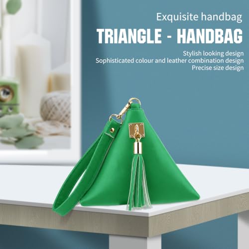 Image of Women Synthetic Leather Clutch Wallet Triangle Wristlet Purse with Wrist Strap