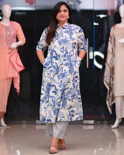 Anni Designer Women's Rayon Viscose A-Line Printed Kurta With Pant (Dishaan Blue-Vks01_Xxl_Blue_Xx-Large)