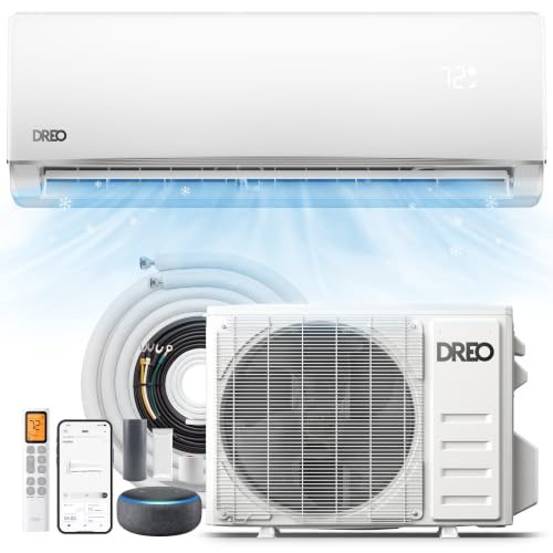 Image of DREO Mini Split AC /Heating System 12000 BTU, 115V Split Air Conditioner | 20 SEER2 Energy Efficient, Works with Alexa, Quiet Operation, Pre-Charged Condenser & Complete Installation Kit Included