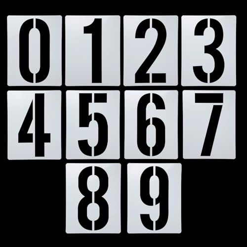 sourcing map 20,3 cm große Zahlenschablonen-Set, 0-9 Kunststoff-Adressnummer-Schablonen-Vorlagen, wiederverwendbar, digitale Malvorlagen für Kuchenschablone, Adressnummer, Malerei, Stil B