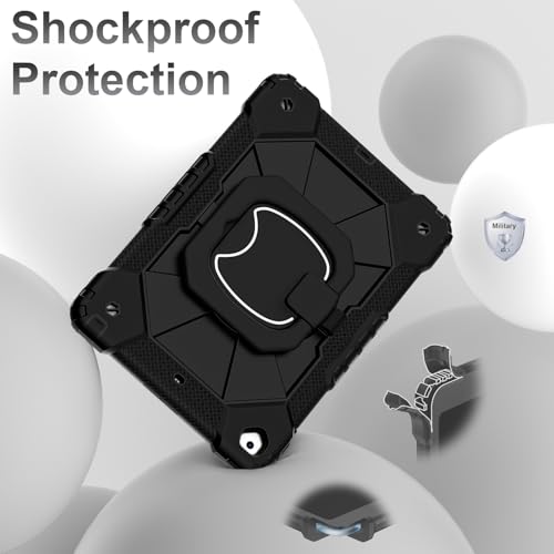 Image of Auizotl Case for iPad 9th /8th /7th Generation 10.2 Inch iPad Case 9th Generation with Screen Protector /Rotate Stand /Pen Holder,Military Grade Shockproof i Pad 9th /8th /7th Gen Cases,Black
