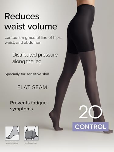Image of Conte Women's Nude Body Shaping Sheer Compression Pantyhose Tights - Control