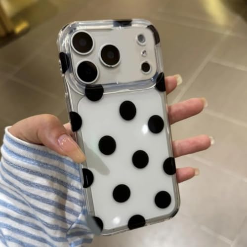 Coque à pois pour iPhone 16 transparente et fine anti-jaunissement